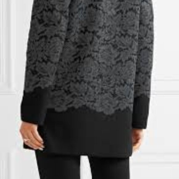 Diane von Furstenberg Jeraldine Lace Paneled Coat in Gray Merino Wool - Picture 8 of 12